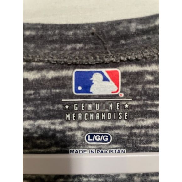 Texas Rangers L Gray Red V Neck Graphic LS Tee Shirt Burnout Est 1972 Baseball - Picture 2 of 3